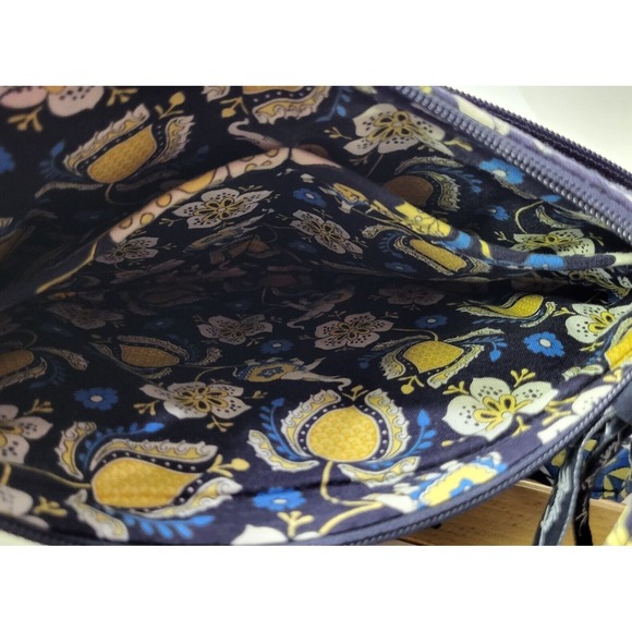 Vera Bradley Hipster Ellie Blue Yellow Elephant Pattern Crossbody Bag Purse - Picture 9 of 15